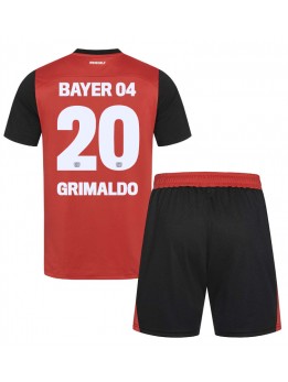 Bayer Leverkusen Alejandro Grimaldo #20 Heimtrikotsatz für Kinder 2024-25 Kurzarm (+ Kurze Hosen)